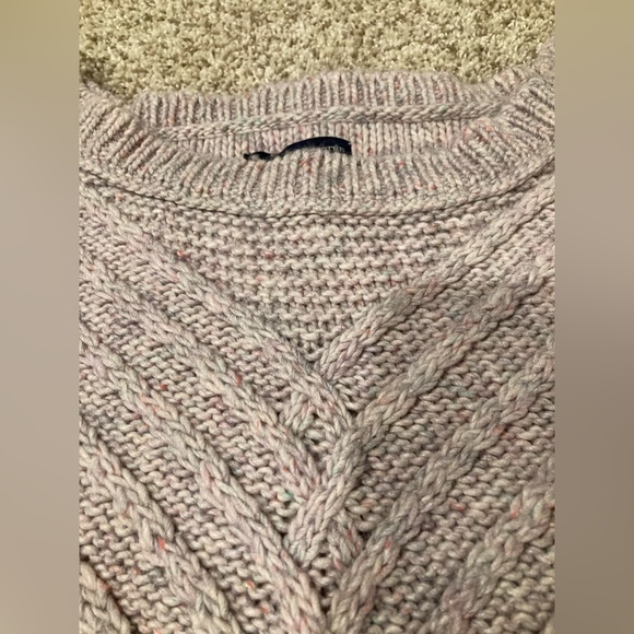 Women American eagle tunic overhead crewneck cable knit sweater pink purple m - Picture 5 of 10